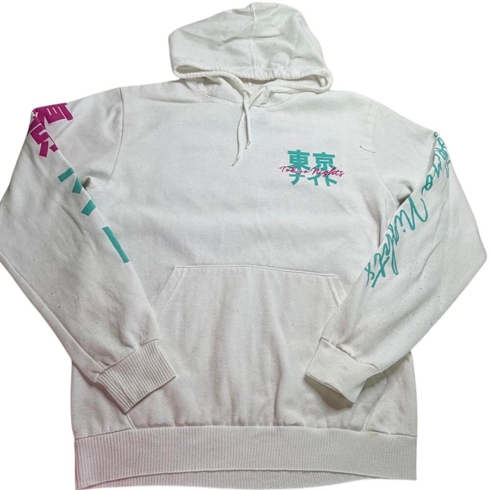 Fresh Laundry White Unisex Hoodie "Tokyo Nights" Size Small